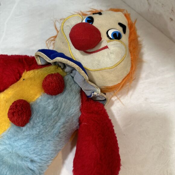 Vintage Plush Clown Stuffed Creepy Colorful Circus Toy Orange Hair 1979 - Picture 3 of 6